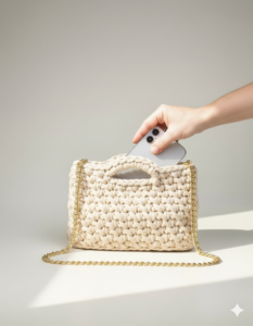 Bolso crochet sostenible beig